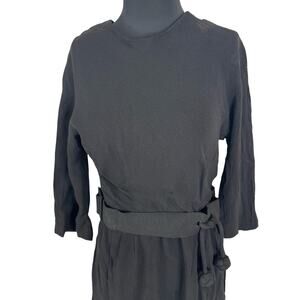 Vintage 50s 60s Black Crepe Wiggle Dress Parnes Feinstein Belted Mod S 4 6 ILGWU